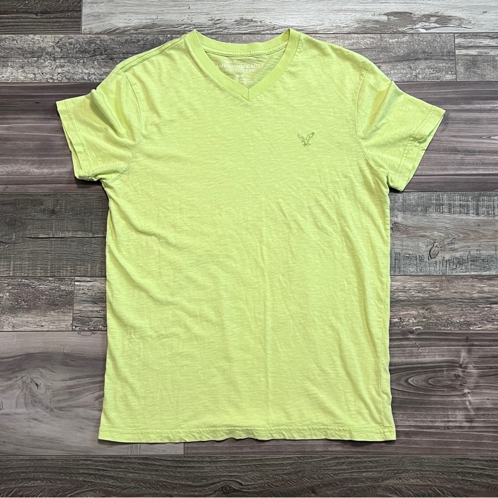 American Eagle Outfitters Y2K Burnout Tee Shirt M Athletic Fit Neon Green Cotton